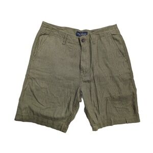 Lucky Brand Men Olive Green Linen Blend Flat Front Shorts Casual Sz 38 NWT $70